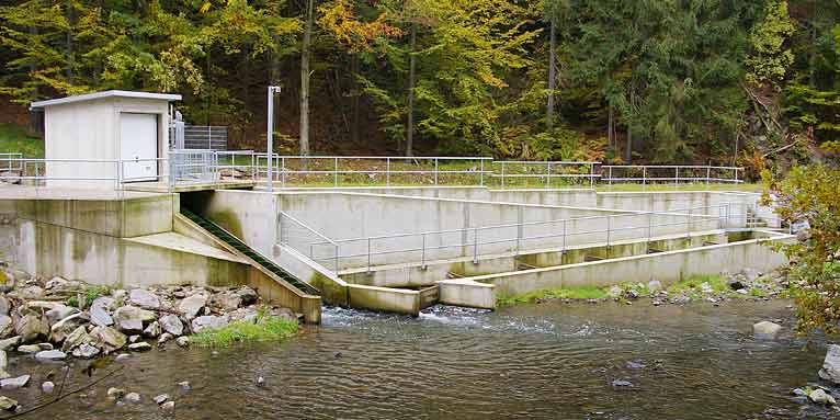 Wasserkraftanlage mit Fischaufstieg an der Freiberger Mulde - Foto: Uwe Schroeder