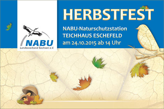 Plakat zum Herbstfest 2015 der Naturschutzstation Teichhaus Eschefeld - Grafik: Janine Kirchner