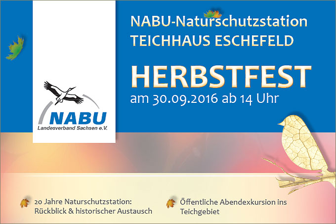 Plakat zum Herbstfest 2016 der Naturschutzstation Teichhaus Eschefeld - Grafik: Janine Kirchner