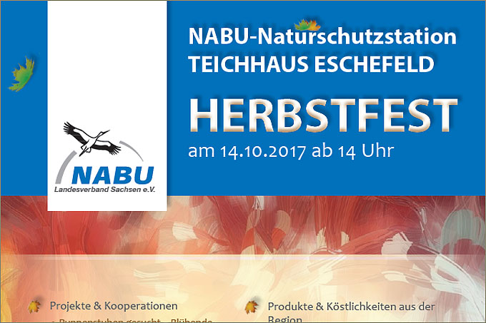 Plakat zum Herbstfest 2017 der Naturschutzstation Teichhaus Eschefeld – Grafik: Janine Kirchner