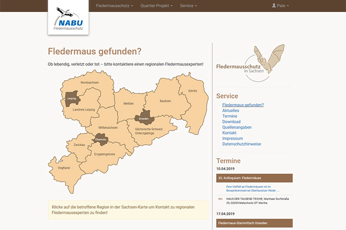 Screenshot Fledermausschutz in Sachsen