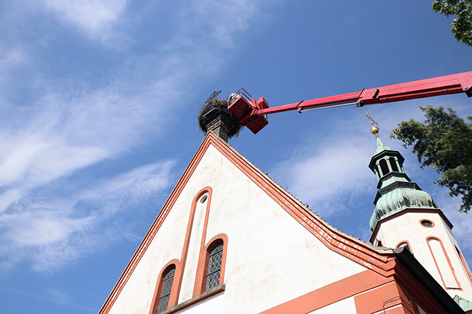 Otterwischer Kirchturm mit Storchennest - Foto: Jürgen Geisler